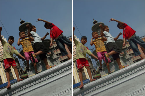 The GE X500 also features in-camera editing features, including HDR effects as shown in the above examples (left photo is raw image, right processed in-camera with HDR effect).