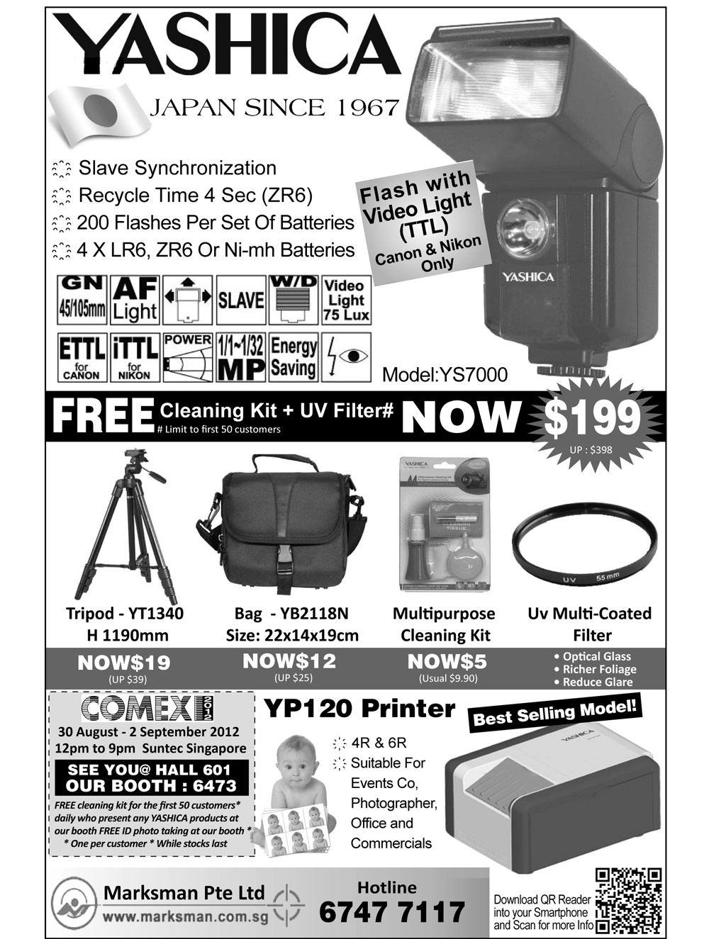 Yashica camera accessories page 2 Brochures from Comex Singapore on