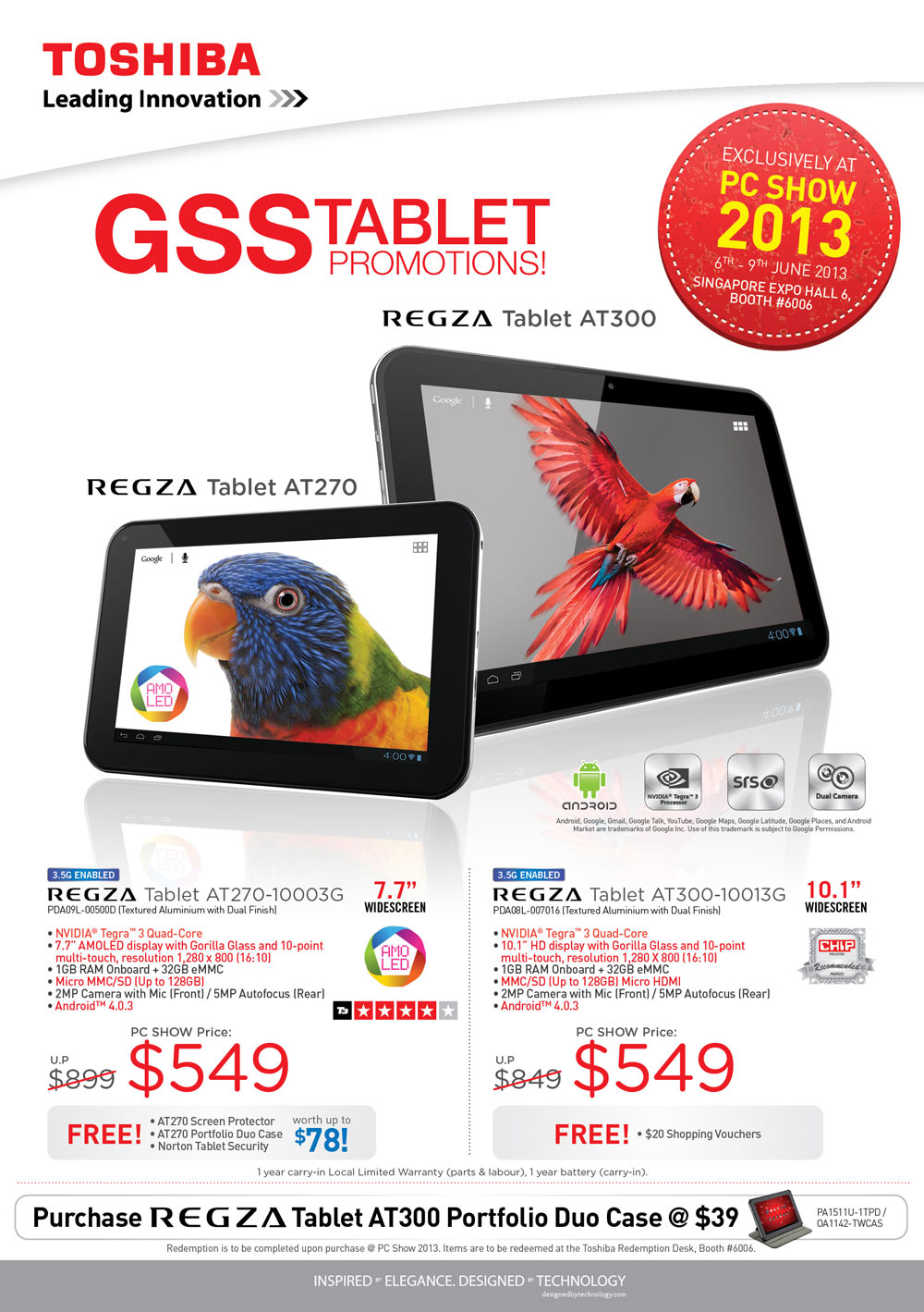 Toshiba Tablets Brochures From Pc Show 13 Singapore On Tech Show Portal Hardwarezone Com Sg