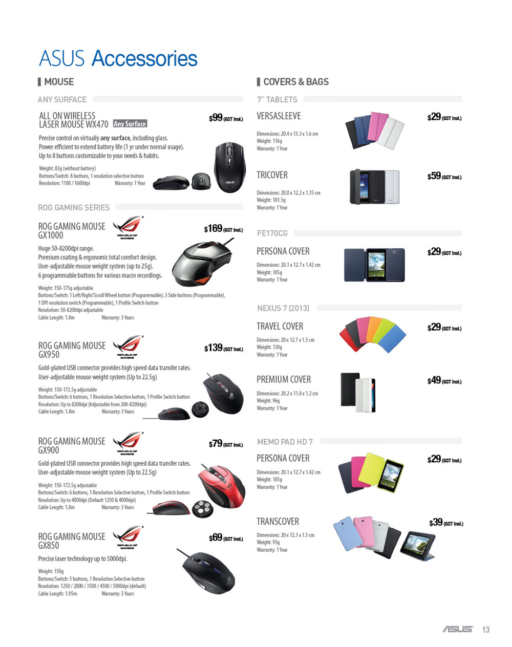 ASUS Accessories Brochures from COMEX 2014 Singapore on Tech Show