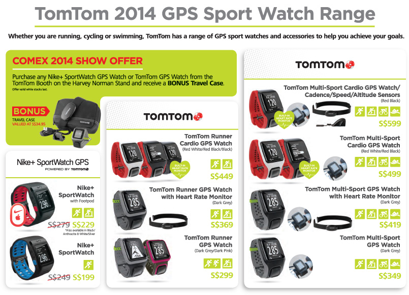 TomTom GPS sport watches Brochures from COMEX 2014 Singapore on Tech