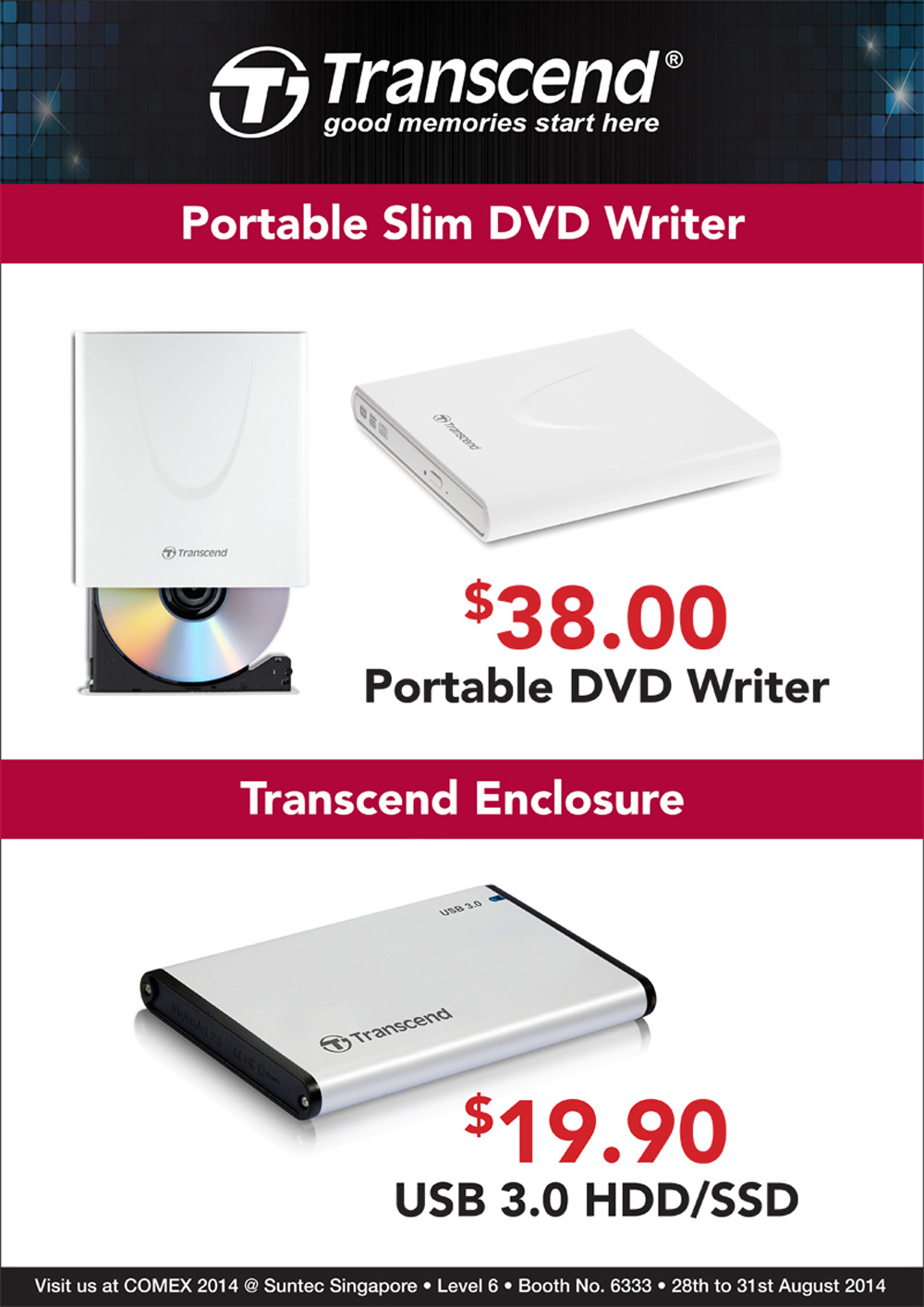 Transcend DVD Writer & HDD Enclosure Brochures from COMEX 2014