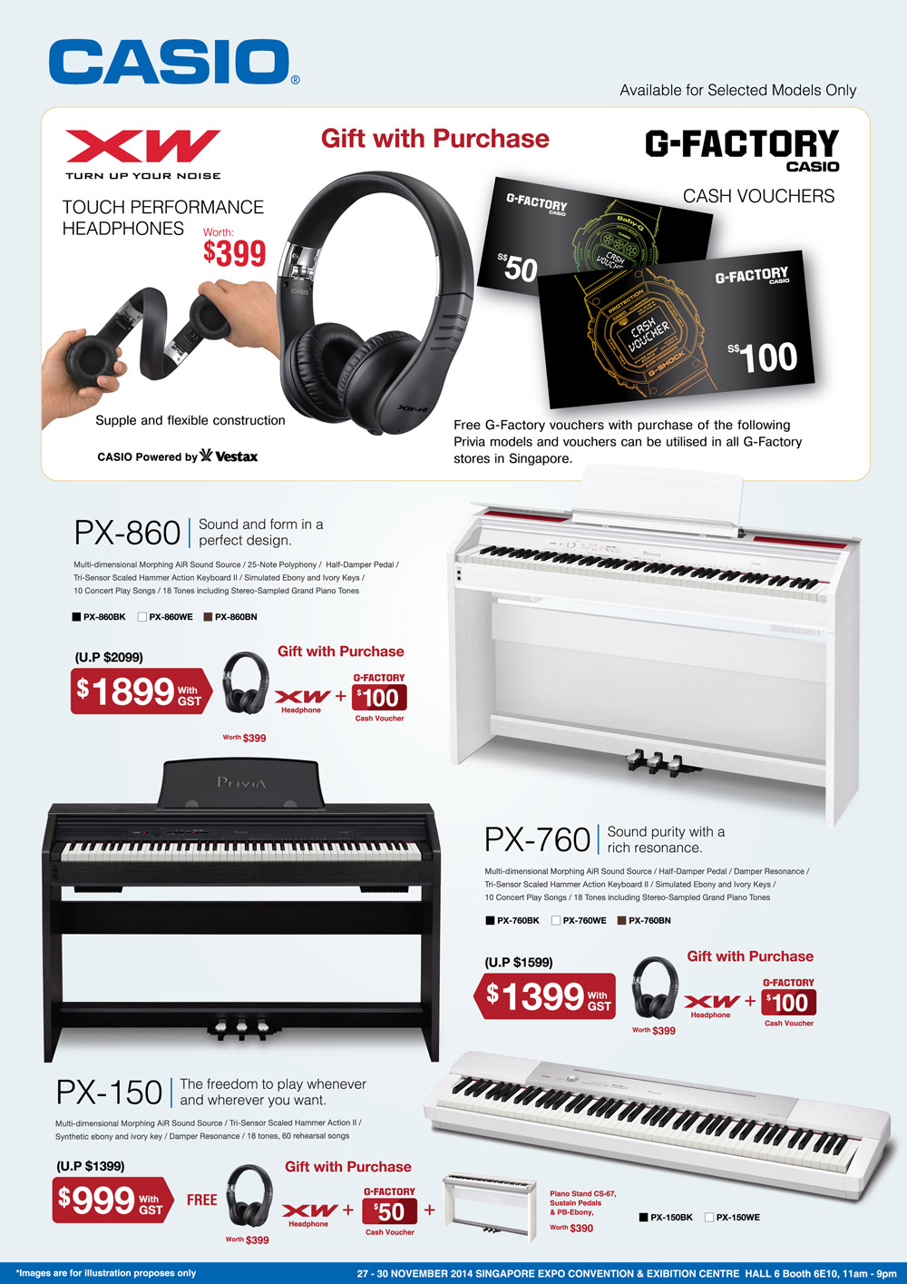 Casio Headphones & Keyboards Brochures from SITEX 2014 Singapore on