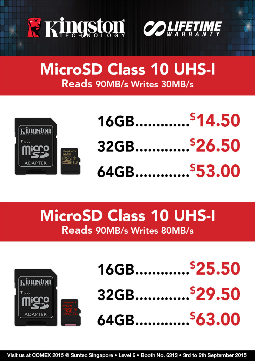 Kingston microSD Class 10 UHS1 Cards Brochures from COMEX 2015