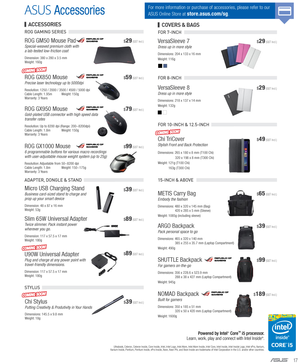 ASUS Accessories Brochures from PC Show 2015 Singapore on Tech Show
