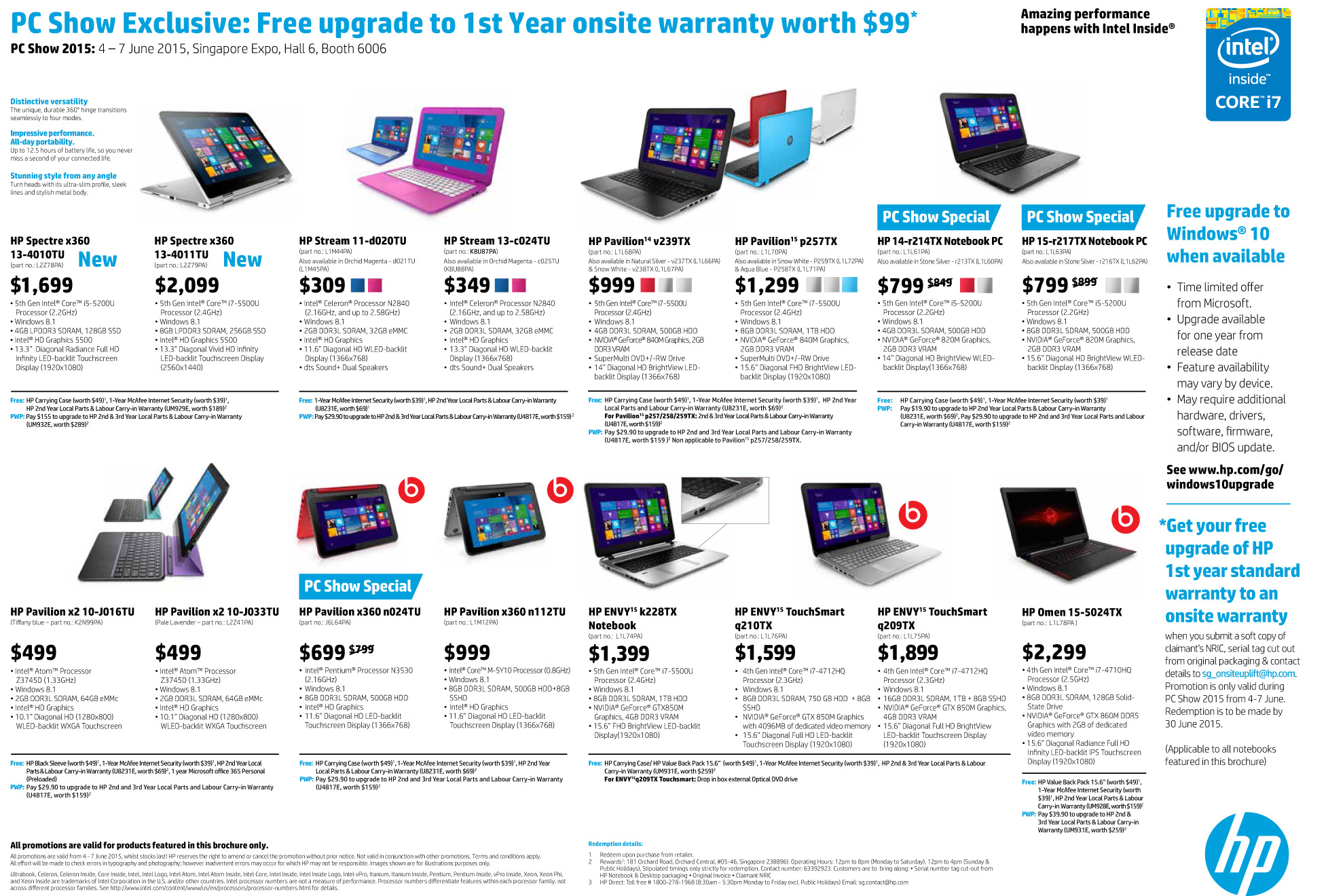 HP Notebooks Brochures from PC Show 2015 Singapore on Tech Show Portal
