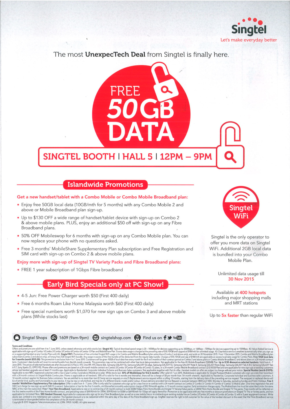 Singtel Mobile Broadband Page 01 Brochures from PC Show 2015 Singapore on Tech Show Portal