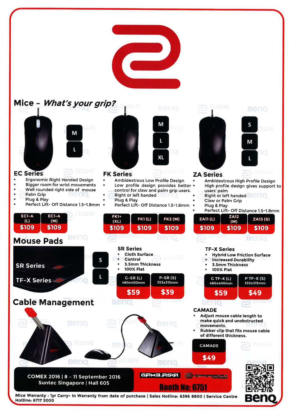 Benq gaming input devices Brochures from COMEX 2016 Singapore on Tech