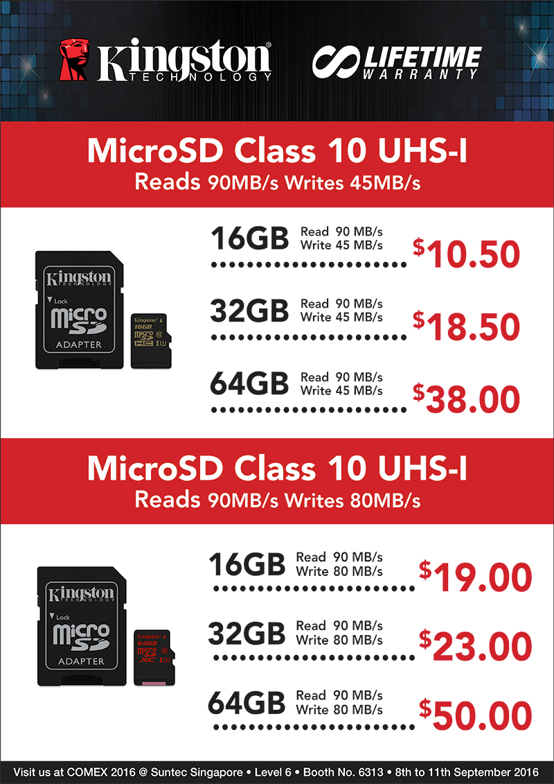 Kingston microSD Class 10 UHSI Brochures from COMEX 2016 Singapore on Tech Show Portal