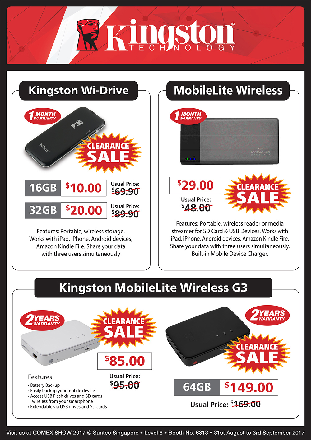 Kingston mobile wireless accessories Brochures from COMEX SHOW 2017