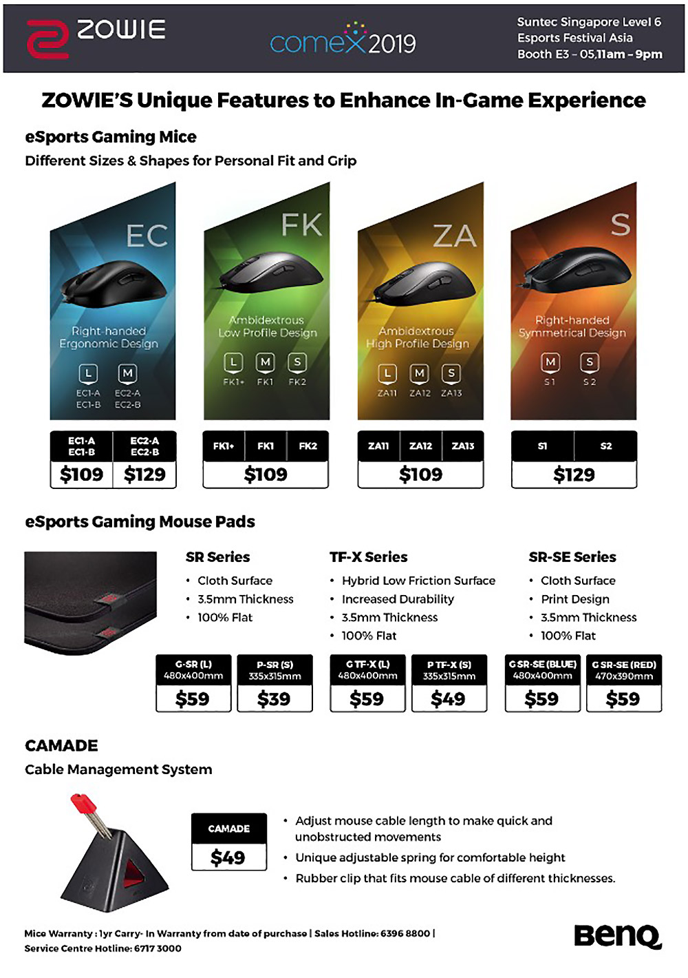 Zowie mice Brochures from COMEX 2019 Singapore on Tech Show Portal