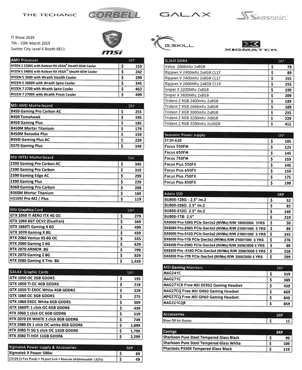 The Techanic PC components Brochures from IT Show 2019 Singapore on