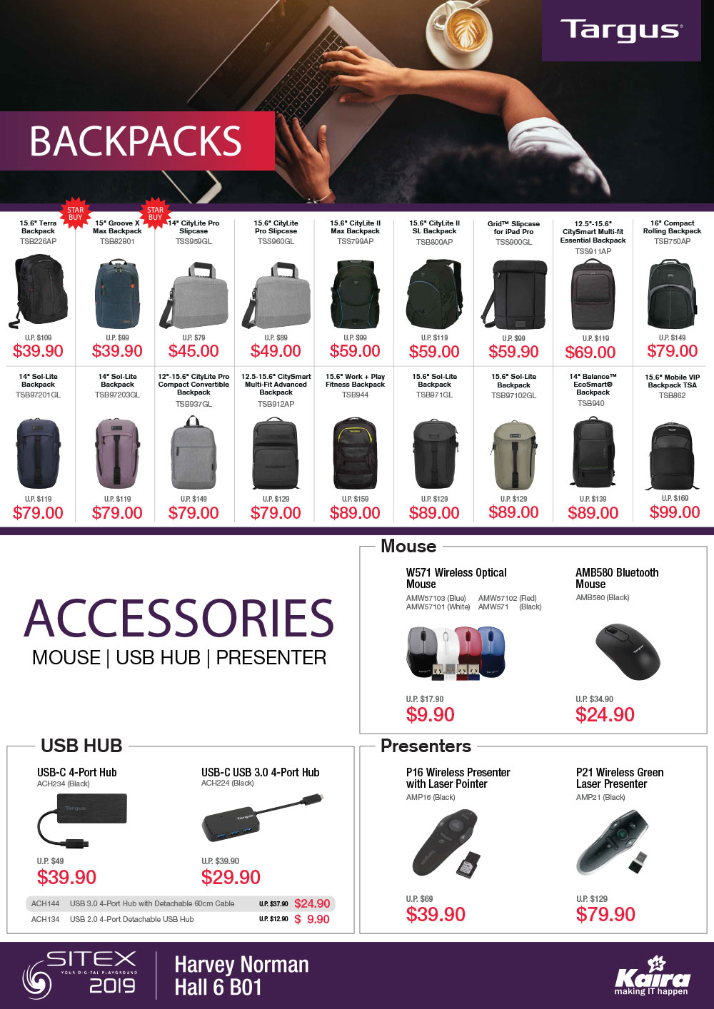 Targus Brochures from SITEX 2019 Singapore on Tech Show Portal