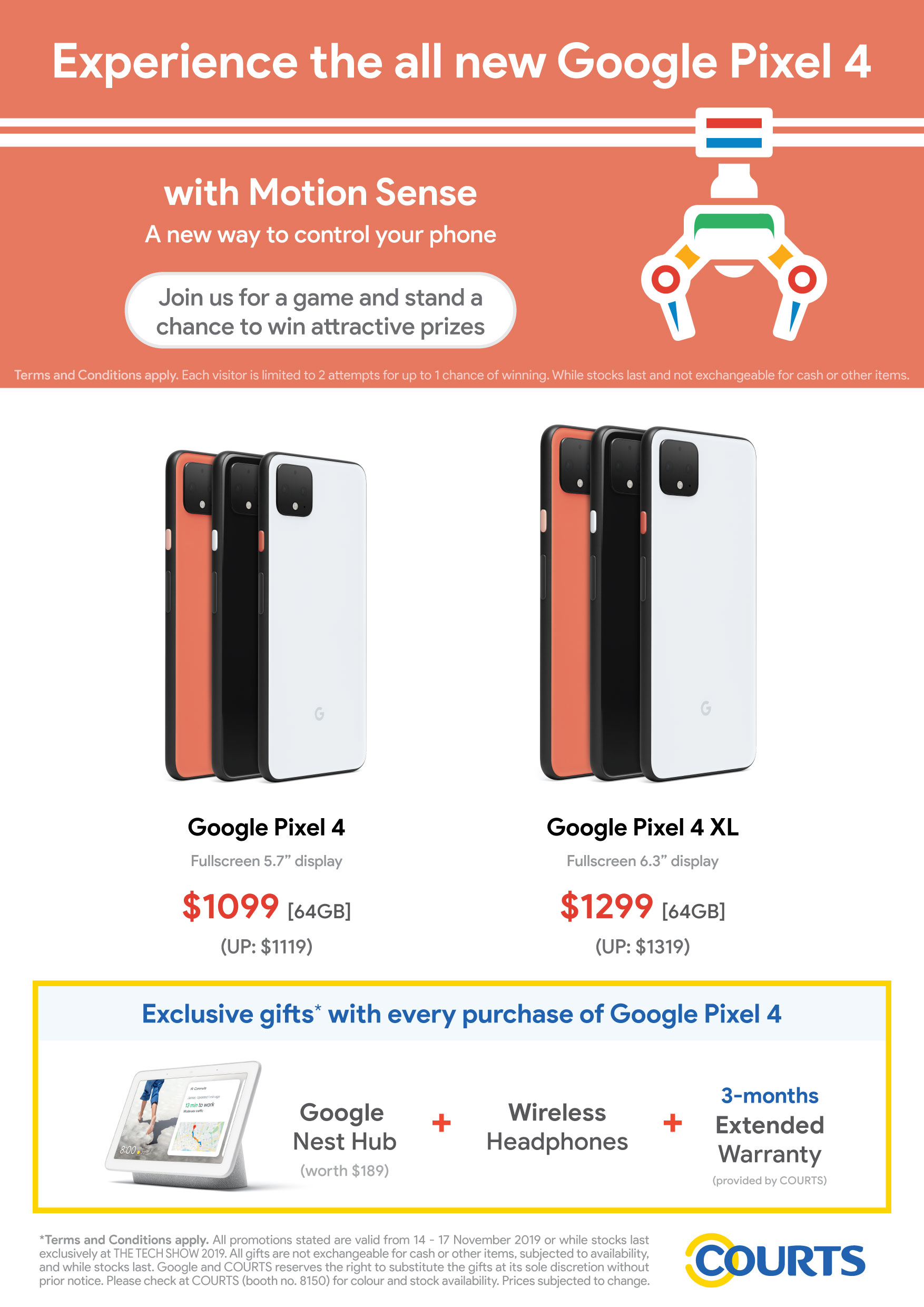 Google Pixel 4 promo Courts Brochures from The Tech Show 2019