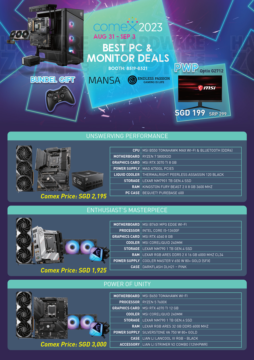 MSI x Mansa Computers Pg.1 brochures from HardwareZone's Tech Show