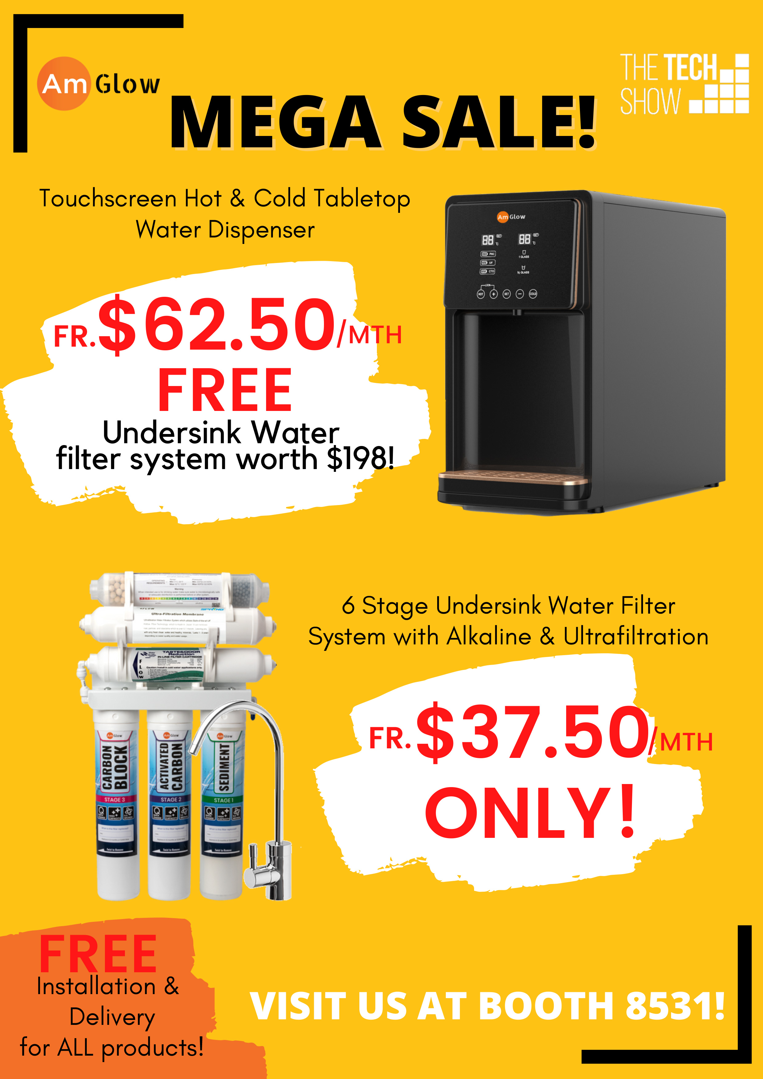 Amglow water dispenser brochures from HardwareZone's Tech Show Portal