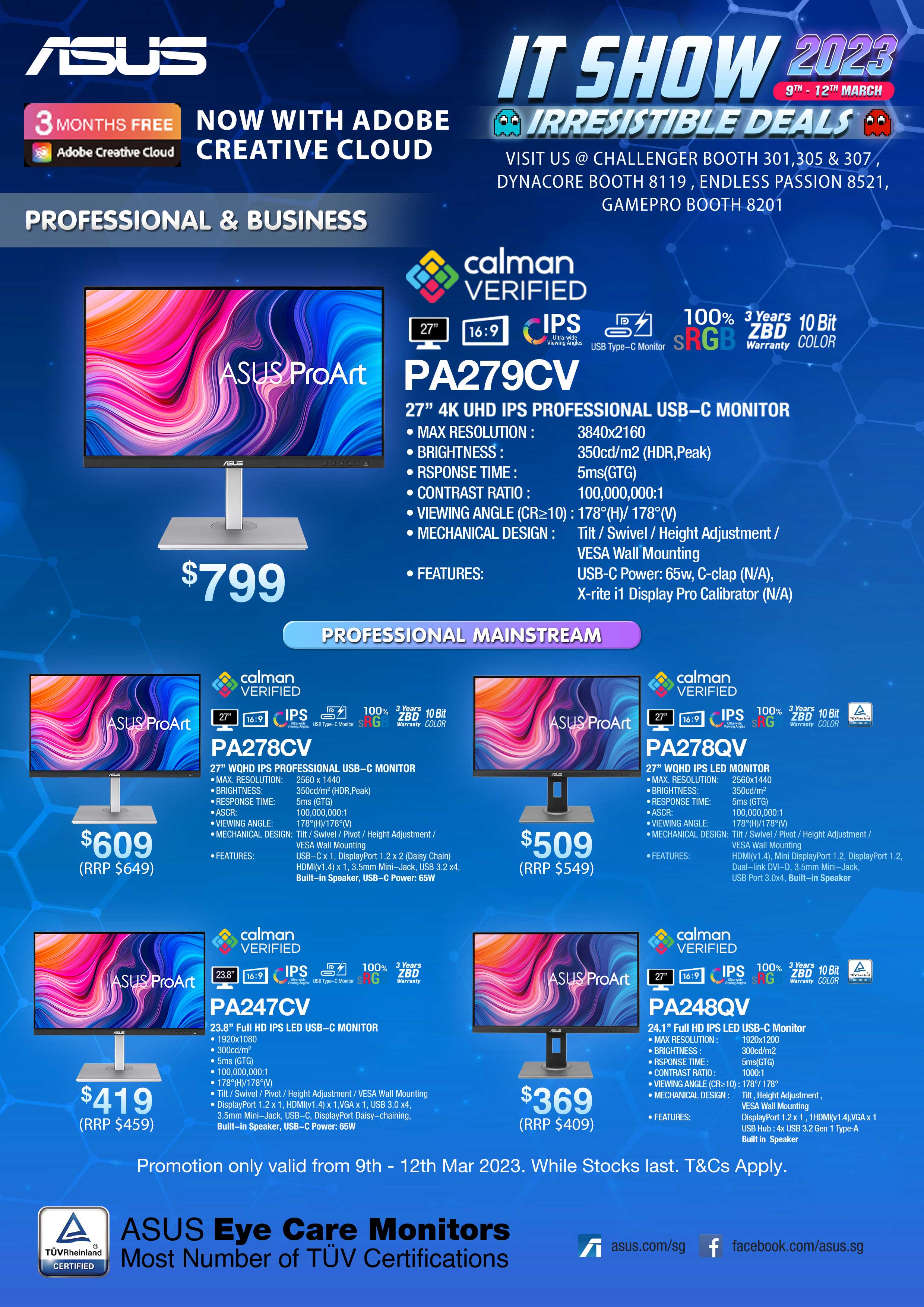 ASUS monitors Pg1 brochures from HardwareZone's Tech Show Portal