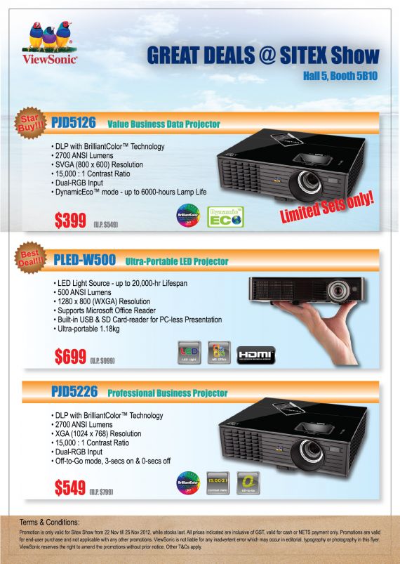 Projectors BenQ, Epson, & ViewSonic SITEX 2012 TVs & AV Products