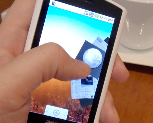 Like most manufacturers, Acer is also including their own widget presence in the Android OS. Seen here are the Bookmark widget...
